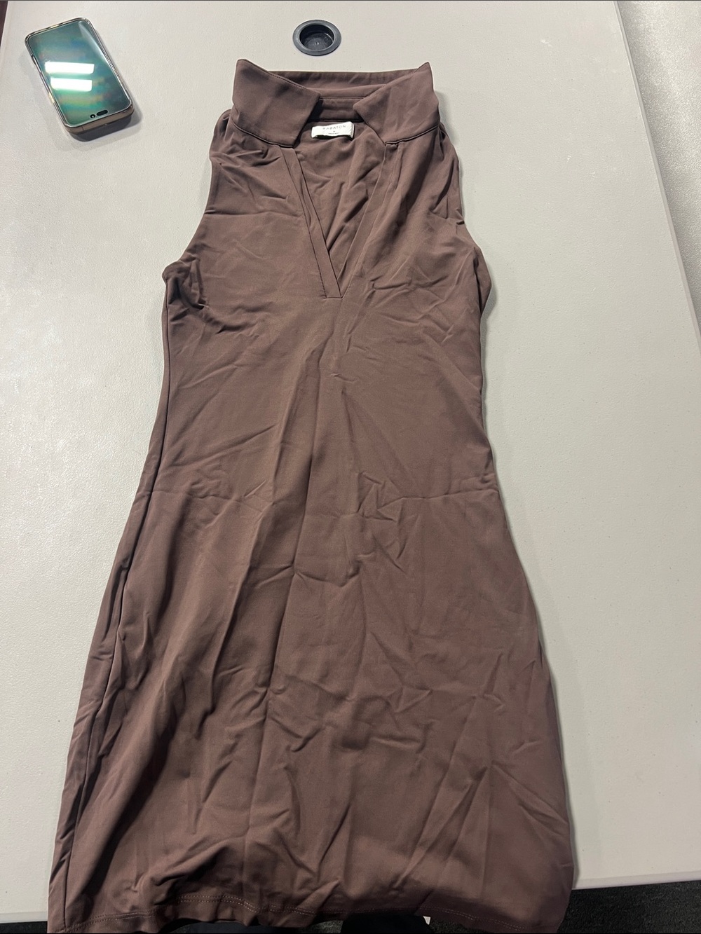 Babaton Brown Sleeveless V-Neck Midi Dress